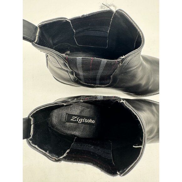 Zigi Soho Womens Heeled Y2K Ankle Boots Black Plaid Elastic Panel Pull On 7.5 - Picture 5 of 10